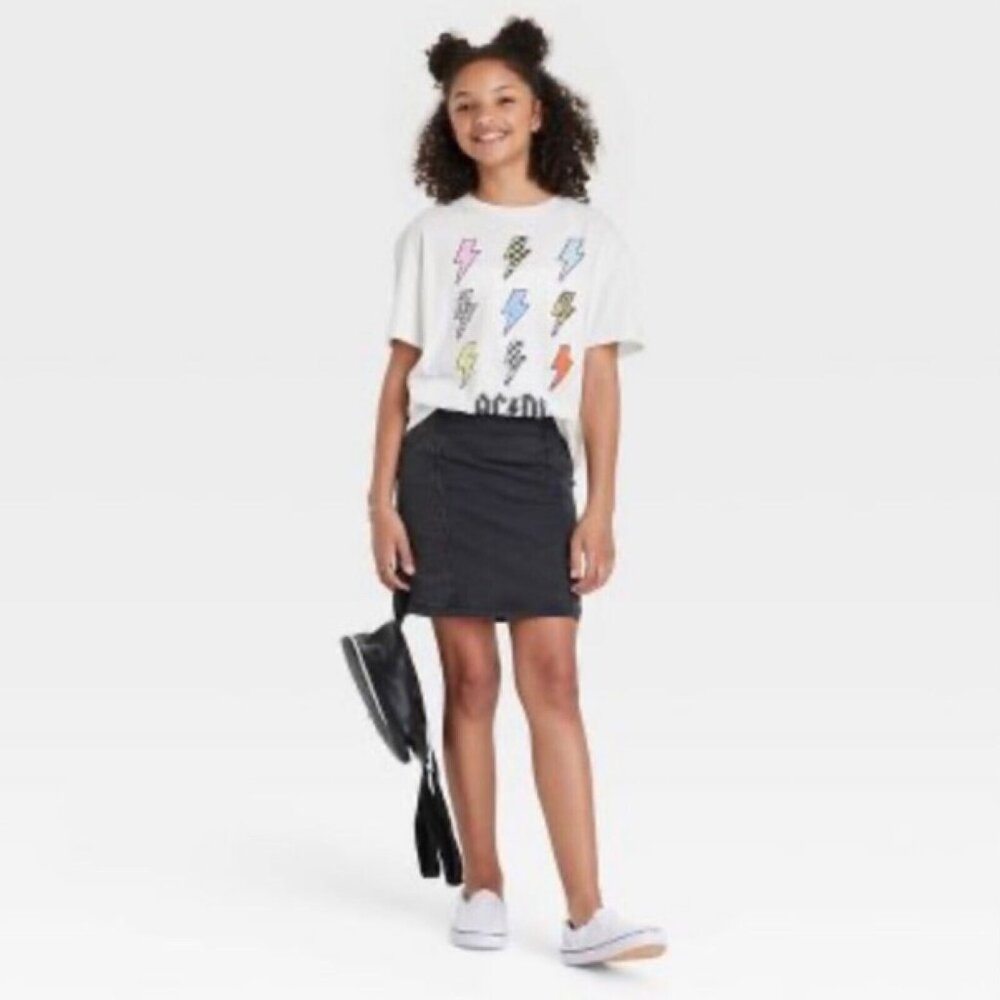 Art Class - Girls' Mini Skirt Side Seam Denim - Size S 6/6X Black Wash